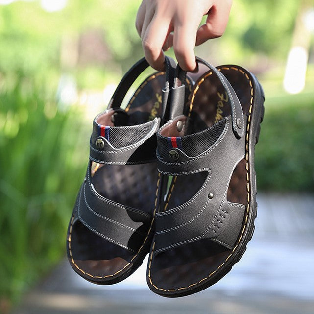 Men's Premium Leather Two-Way Sandals - Orthopedic Walking Shoes