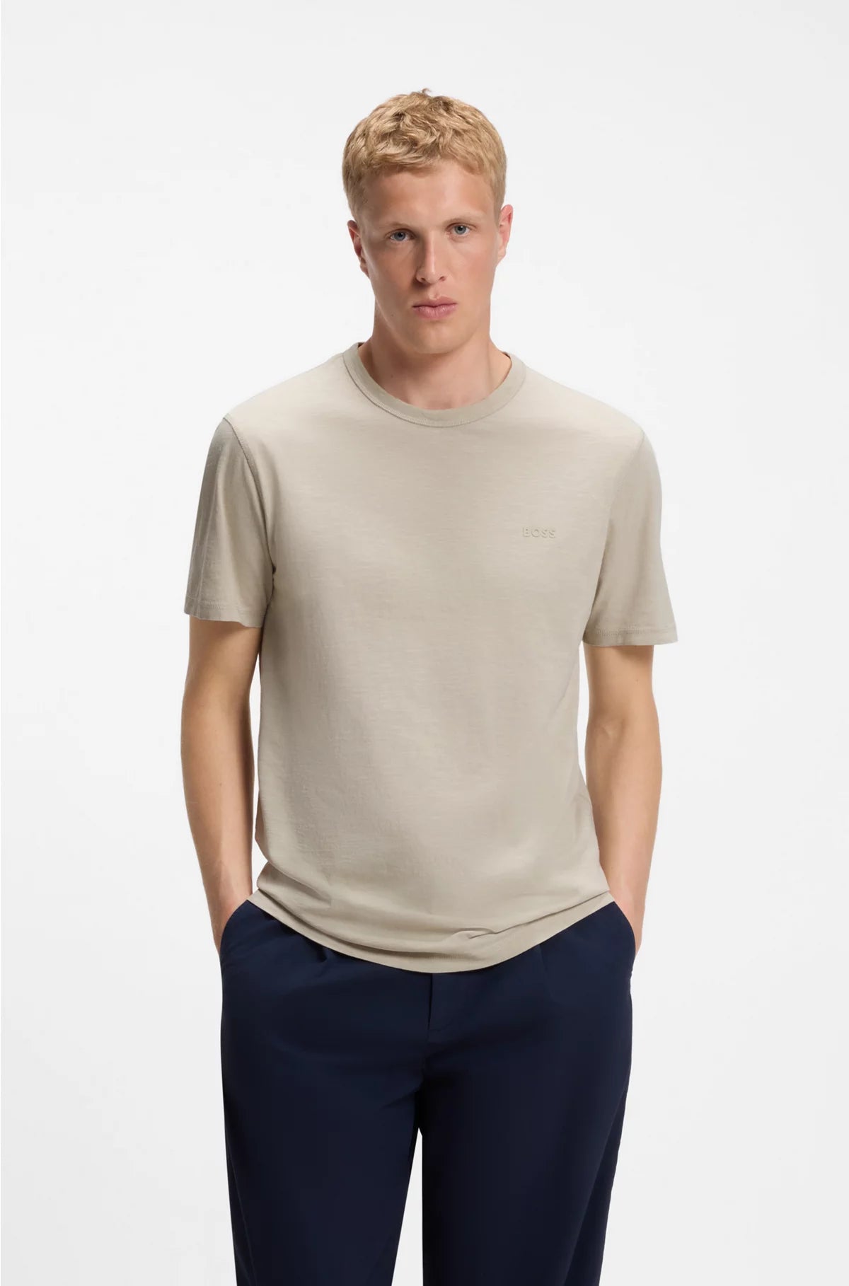 COTTON SLUB T-SHIRT WITH LOGO DETAIL