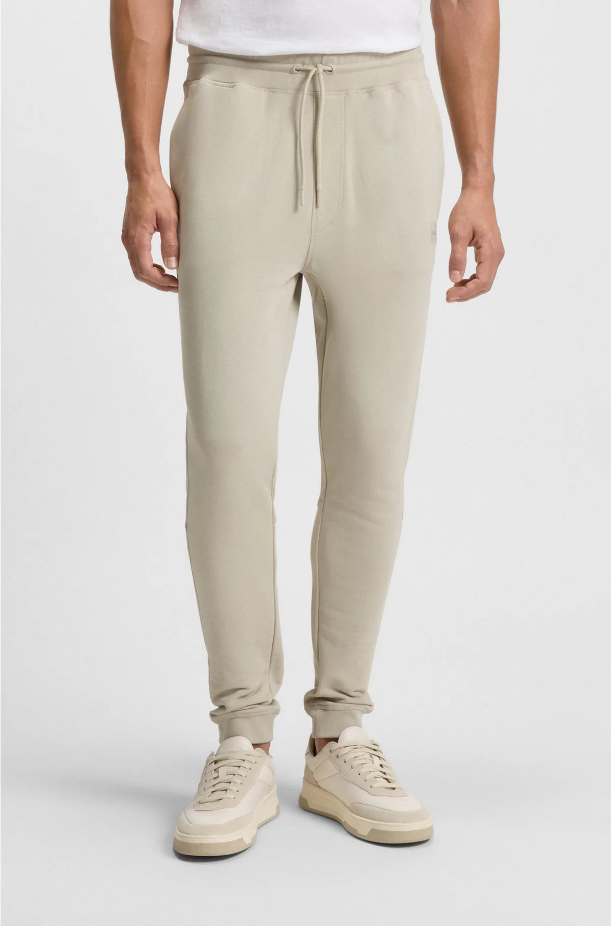 COTTON-TERRY TRACKSUIT BOTTOMS WITH LOGO PATCH
