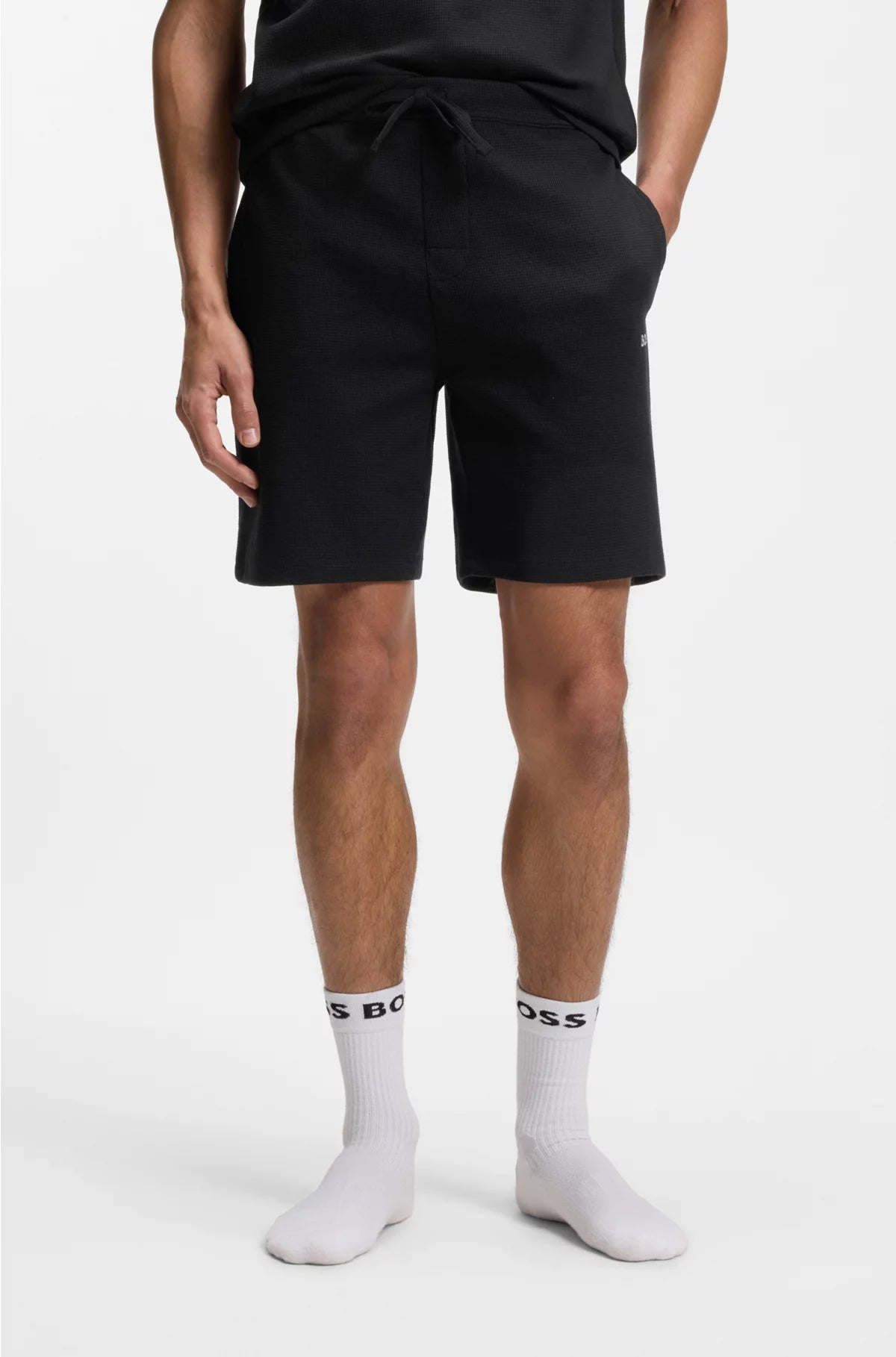 COTTON-BLEND PYJAMA SHORTS WITH EMBROIDERED LOGO