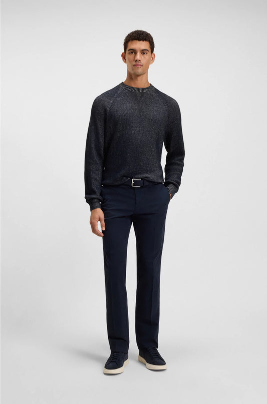 COTTON-LINEN SWEATER WITH STRIPED KNIT