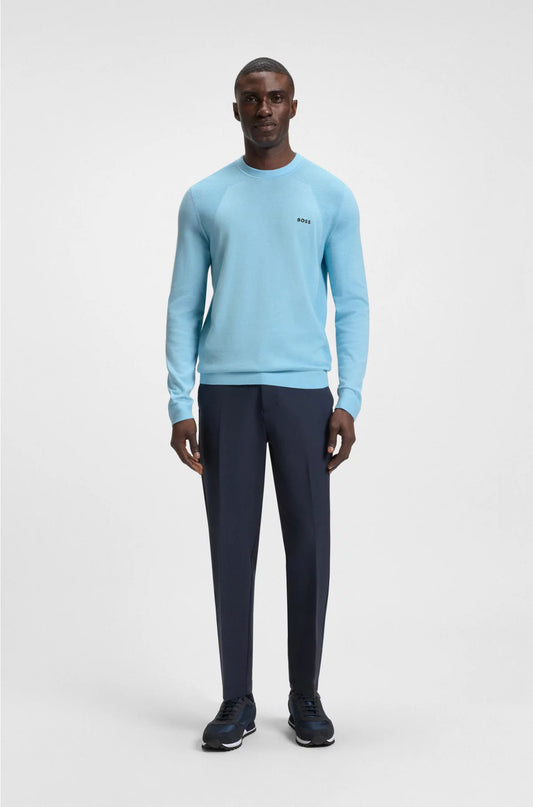 COTTON-BLEND SWEATER WITH BODY-MAPPING AND CONTRAST LOGO