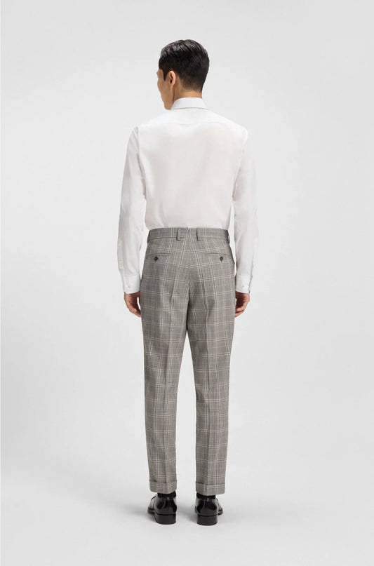 TAPERED-FIT TROUSERS IN CHECKED VIRGIN WOOL AND SILK