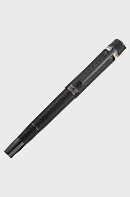 TEXTURED-BARREL BALLPOINT PEN WITH SIGNATURE-STRIPE RING