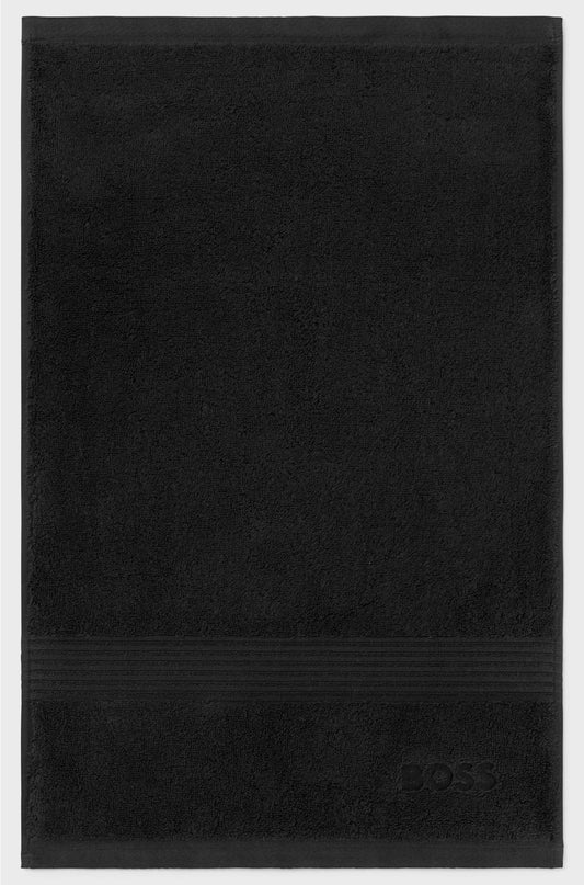 COTTON GUEST TOWEL IN BLACK WITH EMBROIDERED LOGO