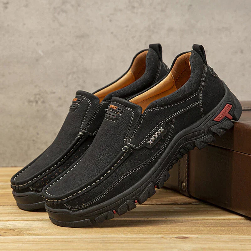 Mitchell Shoes Men's Non-slip Walking Leather Lightweight Breathable Casual Loafers