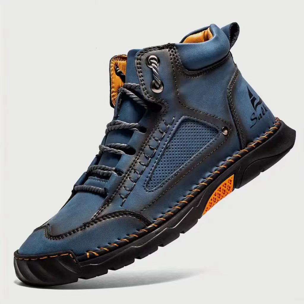 ⚡Men's Comfortable Handmade Leather Boots – Waterproof, Arch Support, Pressure Relief, Spacious Toe Box Outdoor Leather Shoes