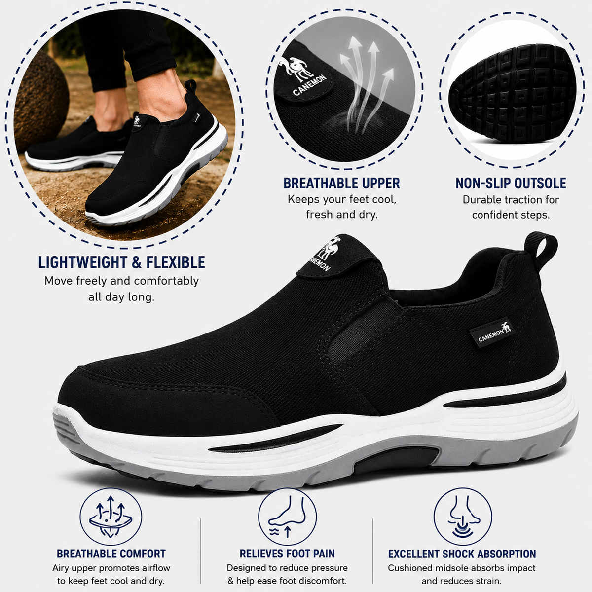 Men’s Breathable Mesh Slip-On Walking Shoes