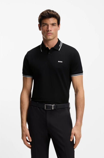 STRETCH-COTTON SLIM-FIT POLO SHIRT WITH BRANDING