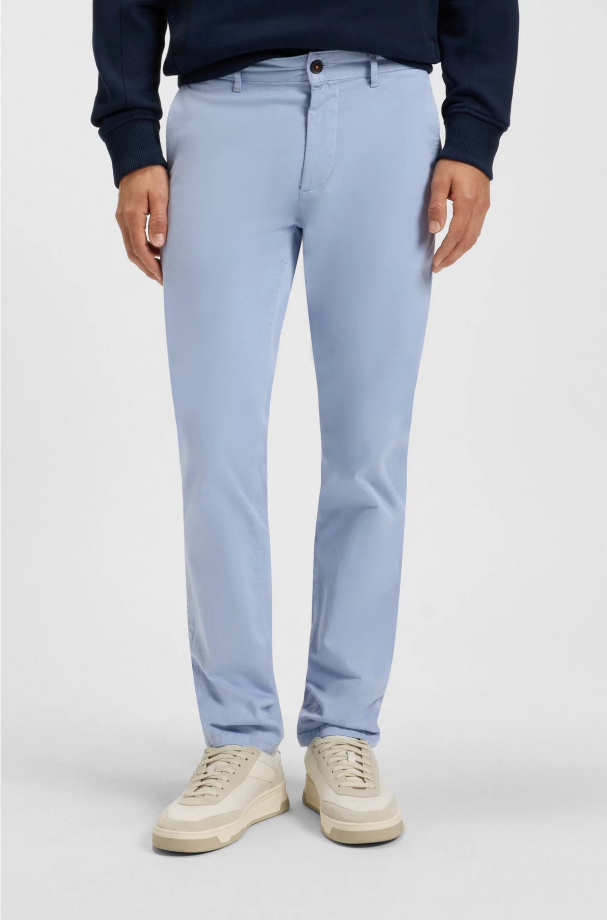 SLIM-FIT TROUSERS IN STRETCH-COTTON SATIN