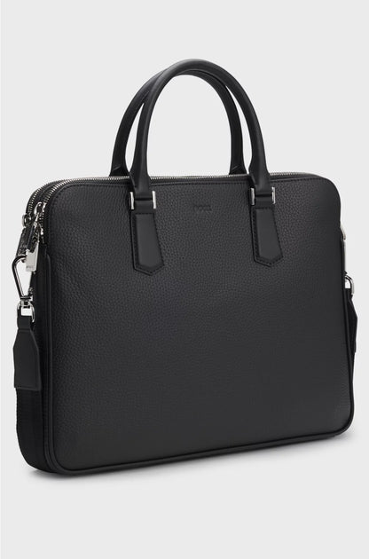 ITALIAN-LEATHER DOCUMENT CASE WITH EMBOSSED LOGO