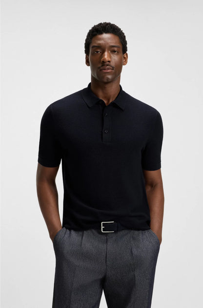 REGULAR-FIT KNIT POLO BLENDED WITH COTTON
