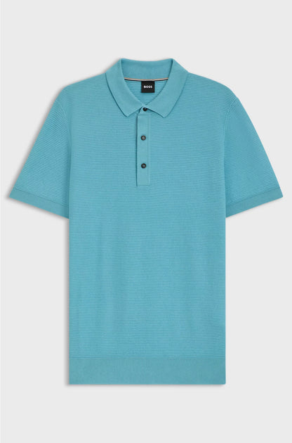 REGULAR-FIT KNIT POLO BLENDED WITH COTTON