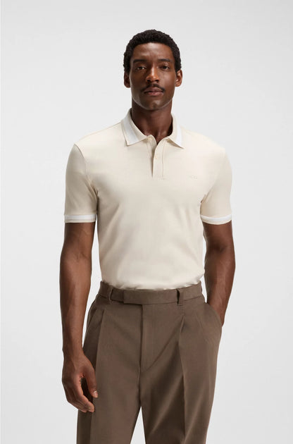 MERCERISED-COTTON SLIM-FIT POLO SHIRT WITH STRUCTURED TRIMS