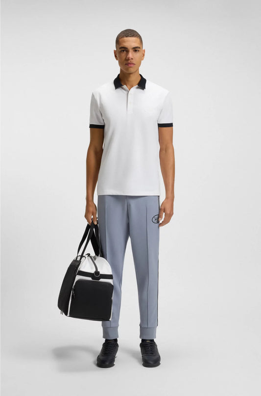 COTTON-BLEND POLO SHIRT IN MOISTURE-WICKING STRETCH PIQUE