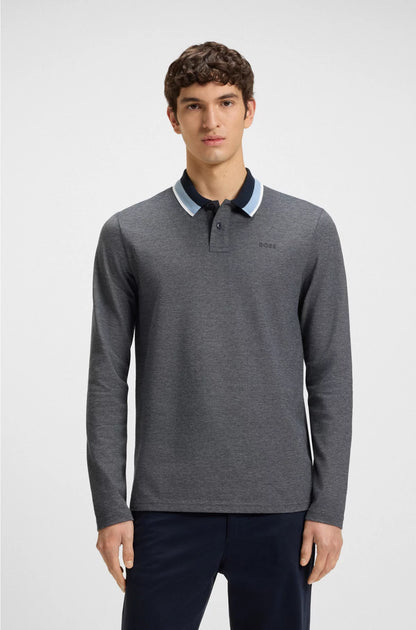 POLO SHIRT IN COTTON PIQUE WITH STRIPED COLLAR