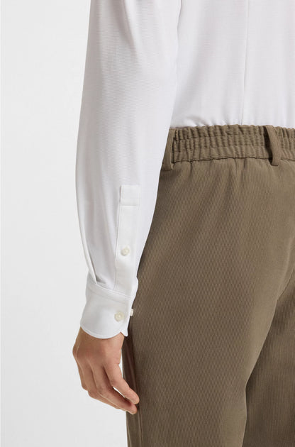 SLIM-FIT SHIRT IN STRUCTURED PERFORMANCE-STRETCH JERSEY