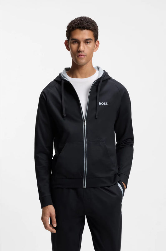 COTTON-TERRY HOODIE WITH CONTRAST ZIP