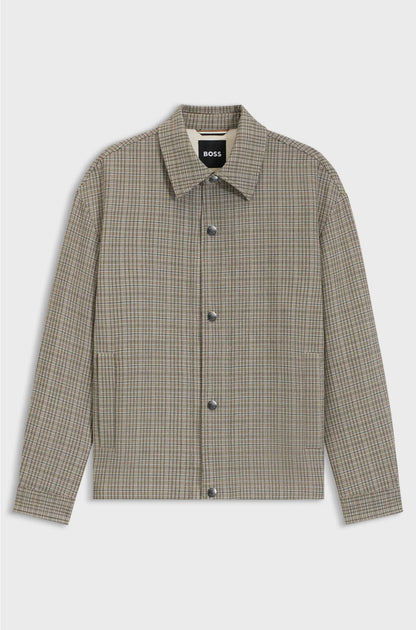 RELAXED-FIT OVERSHIRT IN CHECKED STRETCH FABRIC