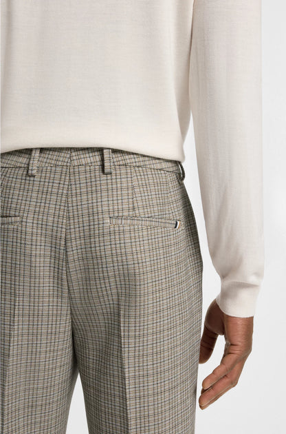 RELAXED-FIT TROUSERS IN CHECKED STRETCH FABRIC