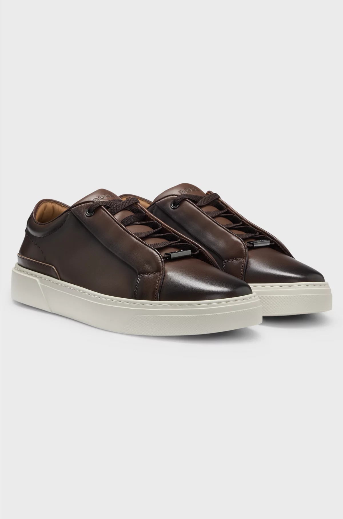 GARY LEATHER TRAINERS WITH HIDDEN LACES