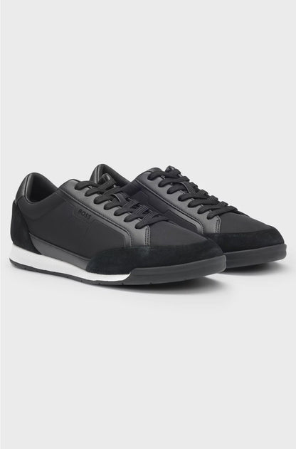 LOW-TOP TRAINERS WITH SUEDE AND FAUX LEATHER