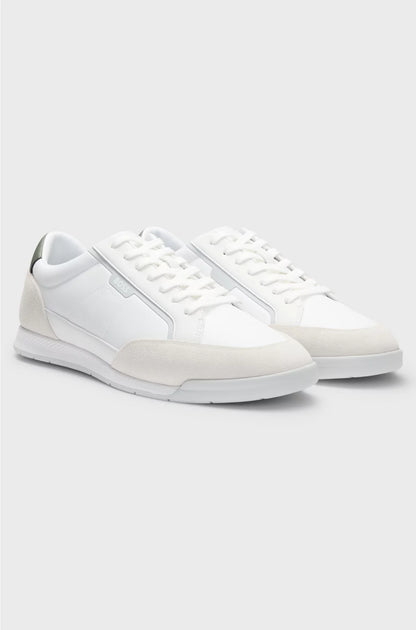LOW-TOP TRAINERS WITH SUEDE AND FAUX LEATHER