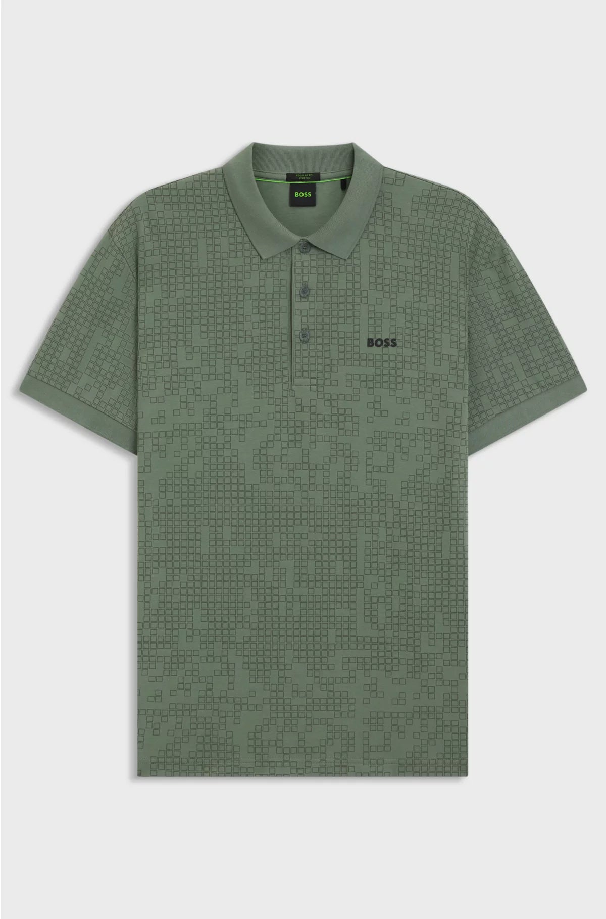 STRETCH-COTTON POLO SHIRT WITH ALL-OVER PRINT