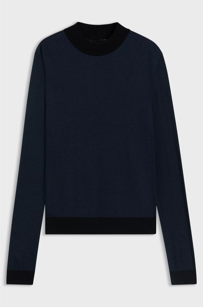 MOCK-NECK SWEATER IN SILK PIQUE