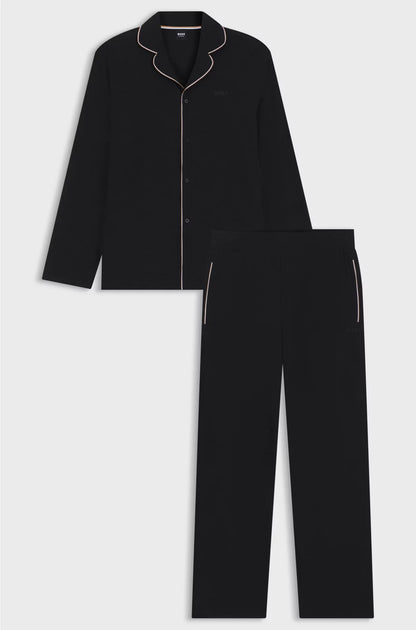 MELANGE PYJAMA SET WITH SIGNATURE-STRIPE PIPING