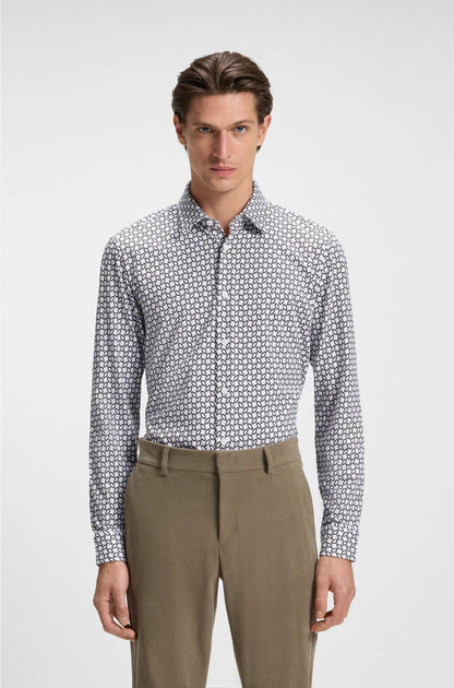 SLIM-FIT SHIRT IN A PRINTED COTTON BLEND