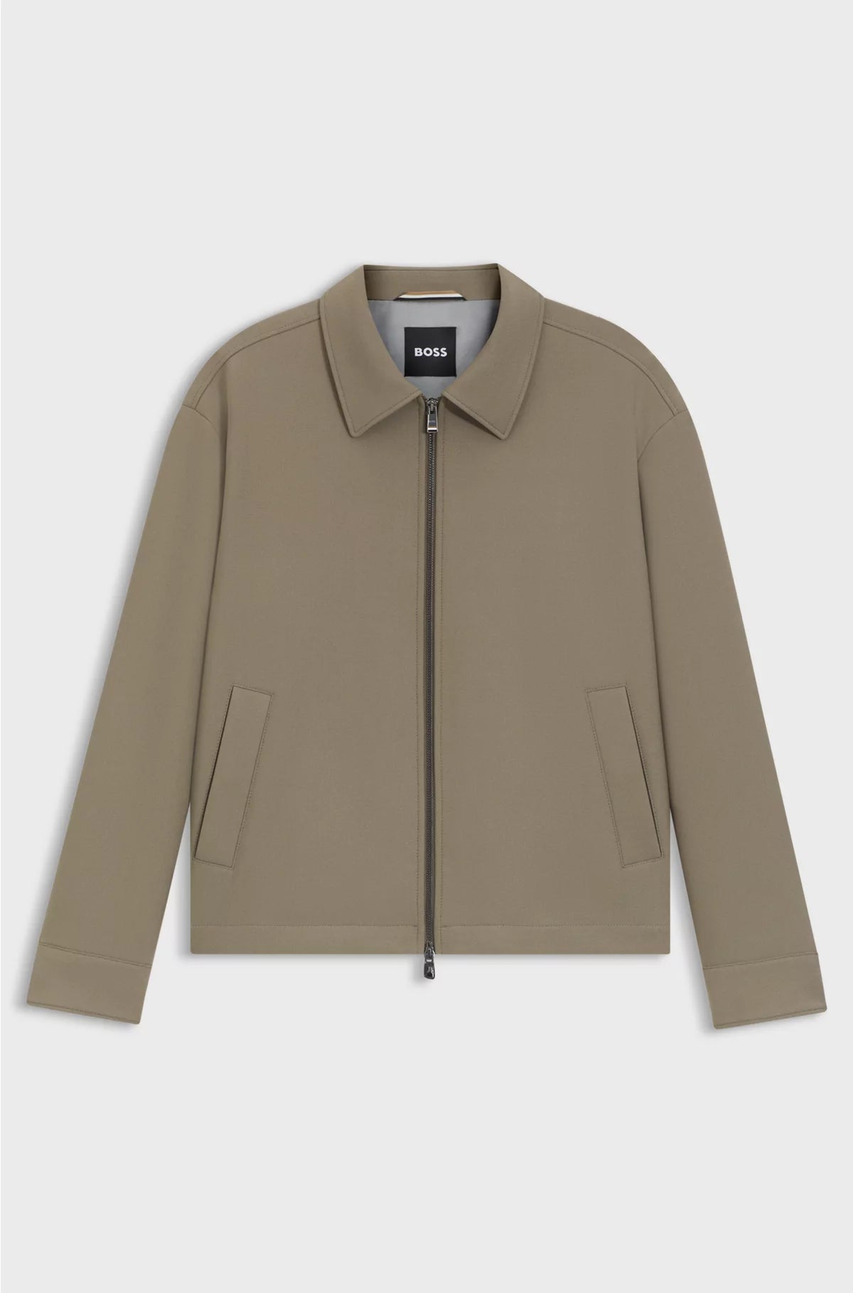 RELAXED-FIT JACKET IN STRETCH FABRIC WITH WING COLLAR