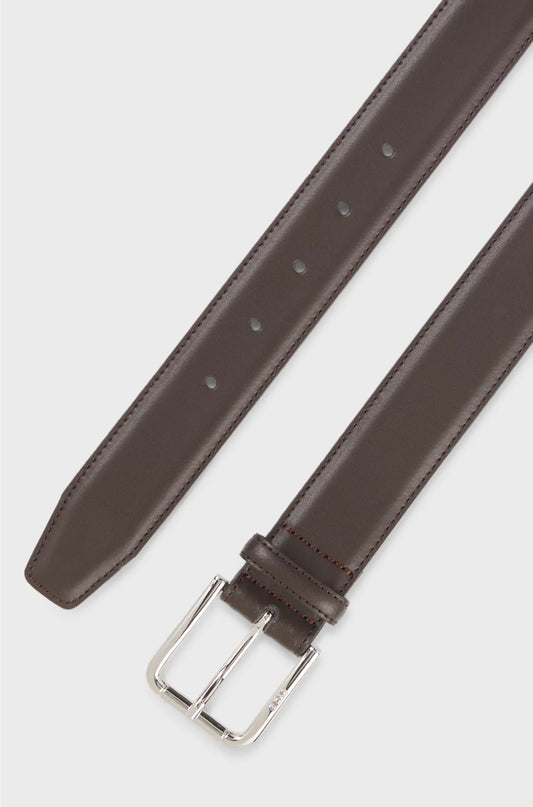 ITALIAN-MADE LEATHER BELT WITH LOGO BUCKLE