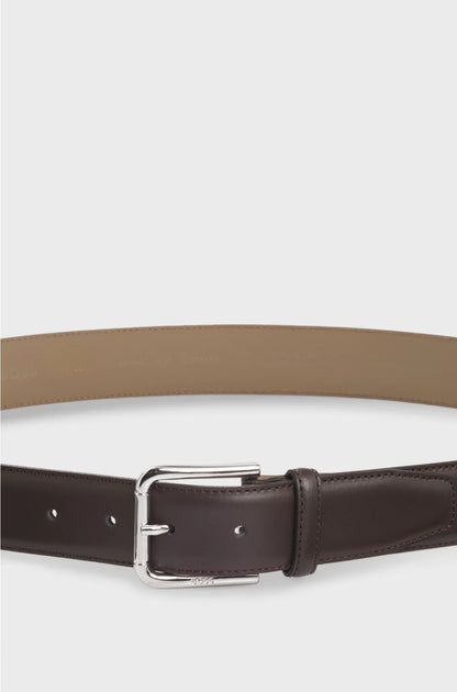 ITALIAN-MADE LEATHER BELT WITH LOGO BUCKLE