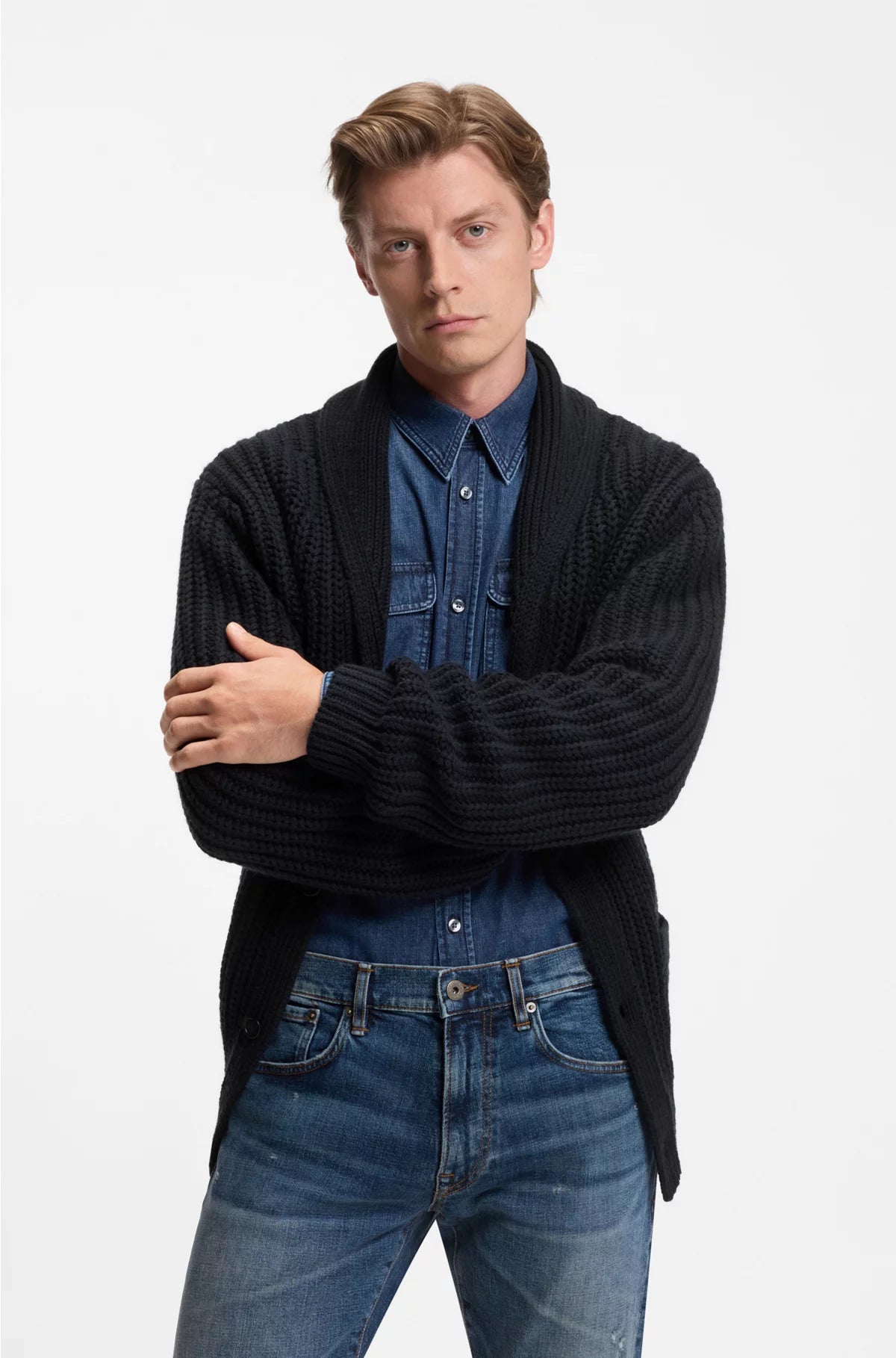 RELAXED-FIT CARDIGAN IN WOOL AND CASHMERE