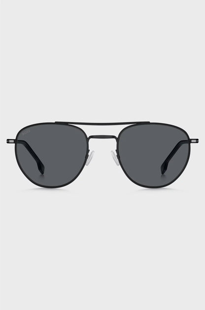 ROUND SUNGLASSES IN BLACK METAL WITH DOUBLE BRIDGE