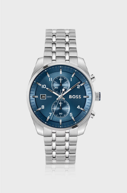 SKYTRAVELLER BLUE-DIAL CHRONOGRAPH WATCH WITH STEEL BRACELET