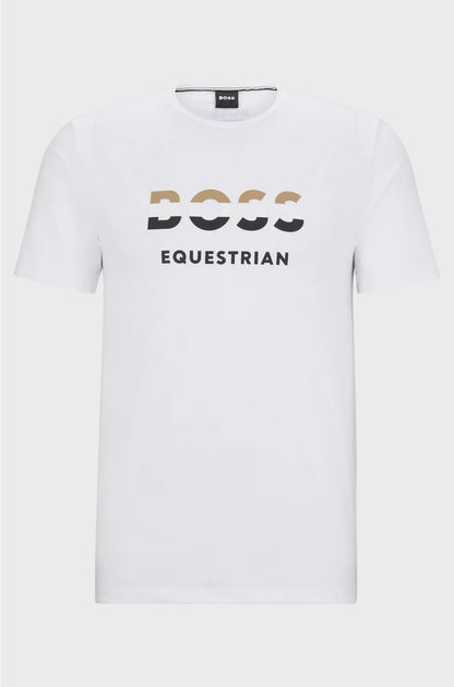 EQUESTRIAN SHORT-SLEEVED STRETCH-COTTON T-SHIRT WITH LOGO