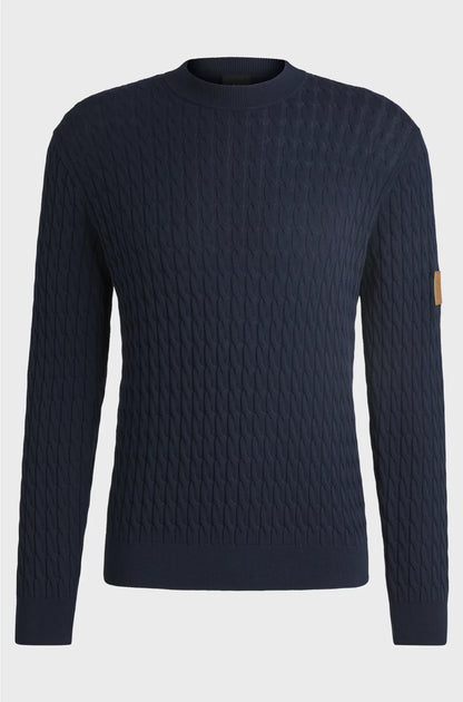 EQUESTRIAN COTTON SWEATER WITH CABLE STRUCTURE