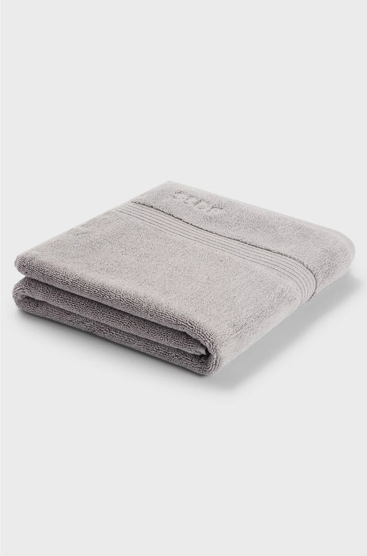 COTTON BATH MAT IN SILVER WITH EMBROIDERED LOGO