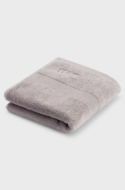 COTTON HAND TOWEL IN SILVER WITH EMBROIDERED LOGO
